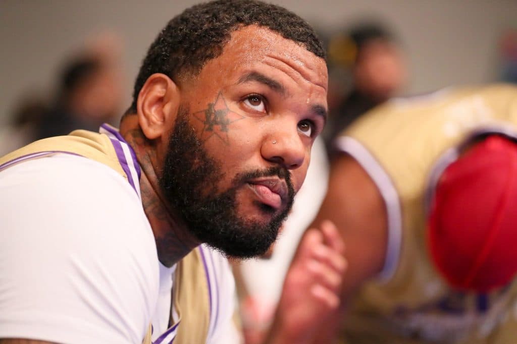 LOS ANGELES, CALIFORNIA - JUNE 22: The Game plays in the BETX Celebrity Basketball Game Sponsored By Sprite during the BET Experience at Los Angeles Convention Center on June 22, 2019 in Los Angeles, California. (Photo b