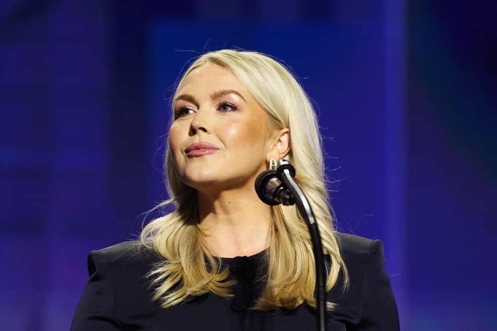 DALLAS, TEXAS - SEPTEMBER 10: Former White House Press Secretary Karoline Leavitt speaks on stage on the second day of the 2026 Republican National Convention at the American Airlines Center on September 10, 2026 in Dallas, Texas. U.S.…