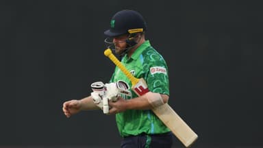 Image caption, Paul Stirling had half-centuries in both of his innings in the Namibia series