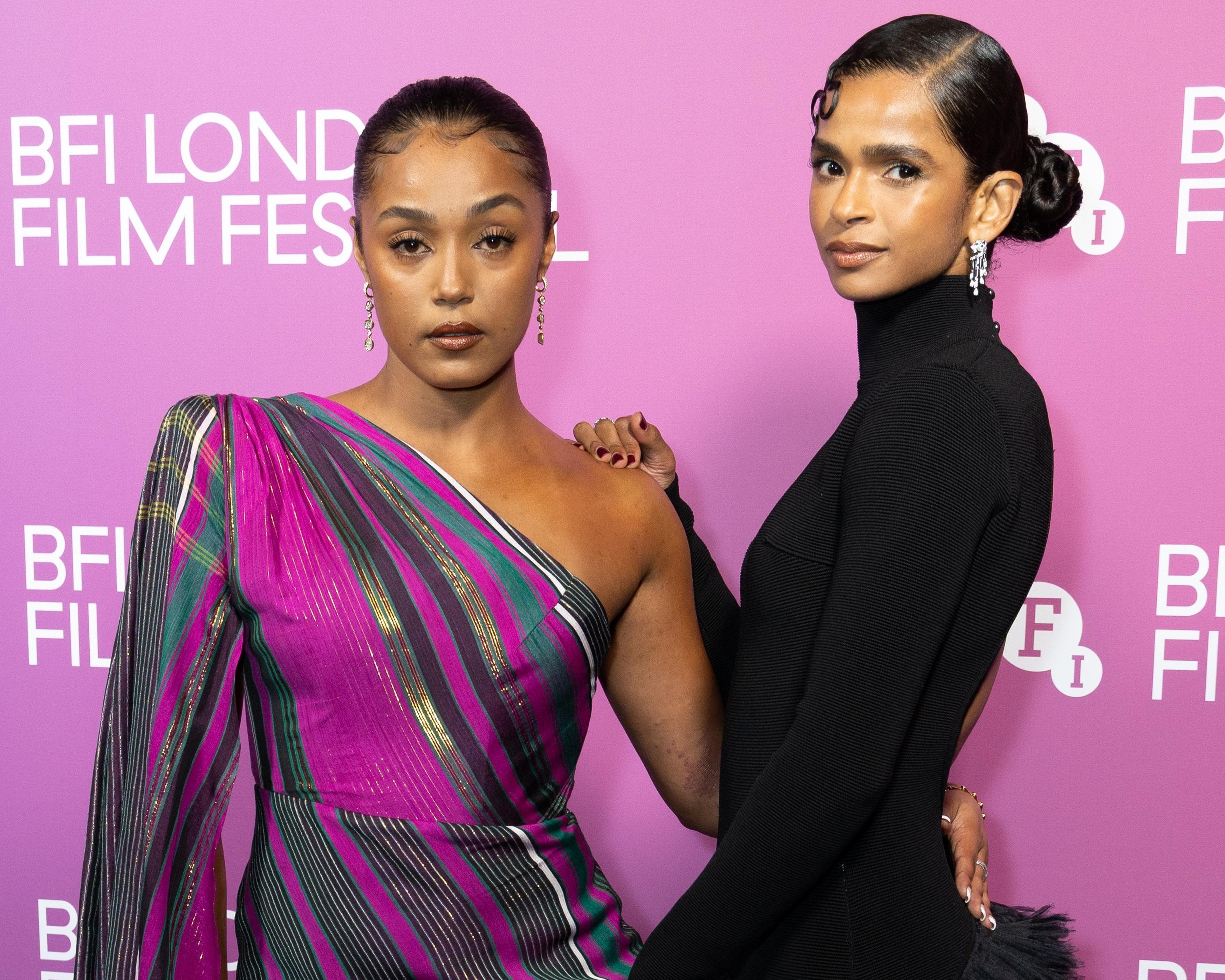 Star power … Jasmine Jobson, left, and Ramla Ali at the premiere of In the Shadows at the London film festival.