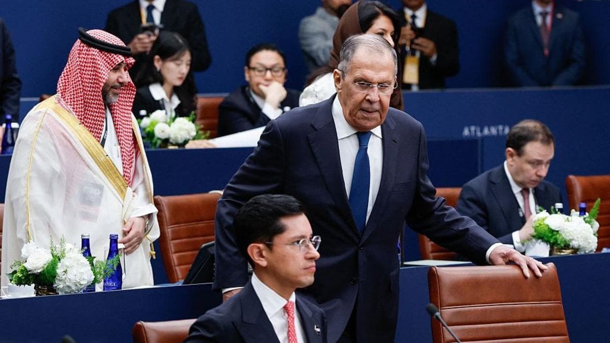 Russia's Foreign Minister Sergey Lavrov arrives to take his seat during the first plenary session at the G20 foreign ministers' meeting in Atlanta, Georgia on October 30, 2026.