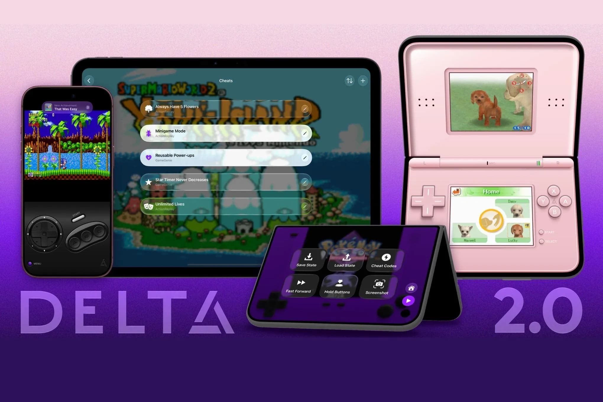 The Duo has a Nintendo DS-like shape anyway, so Delta 2.0 is running with it.