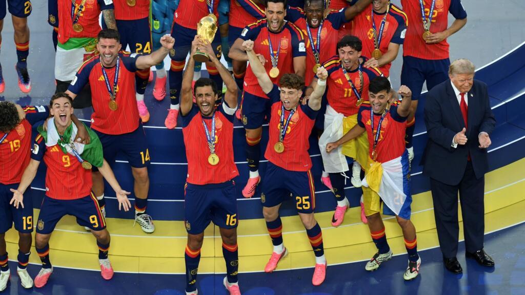 Trump presents World Cup trophy to Spain, calls US a 'soccer country' Trump presents World Cup trophy to Spain, calls US a 'soccer country'