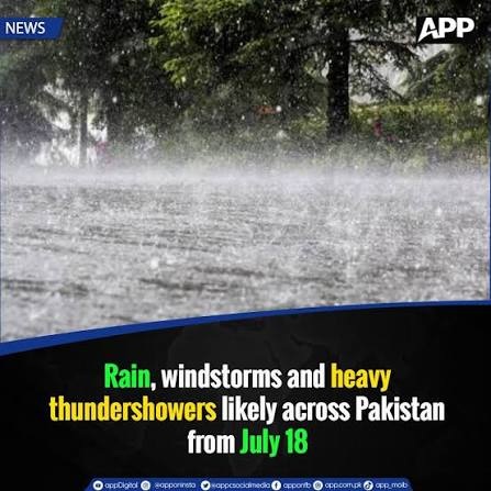 PMD warns of widespread monsoon rains across Pakistan from July 18 PMD warns of widespread monsoon rains across Pakistan from July 18
