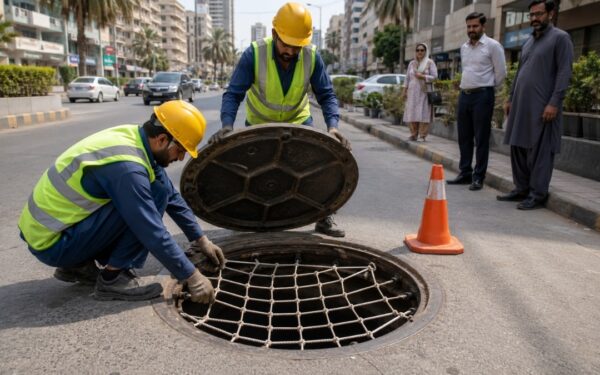 Karachi Launches Safety Nets Under Manholes