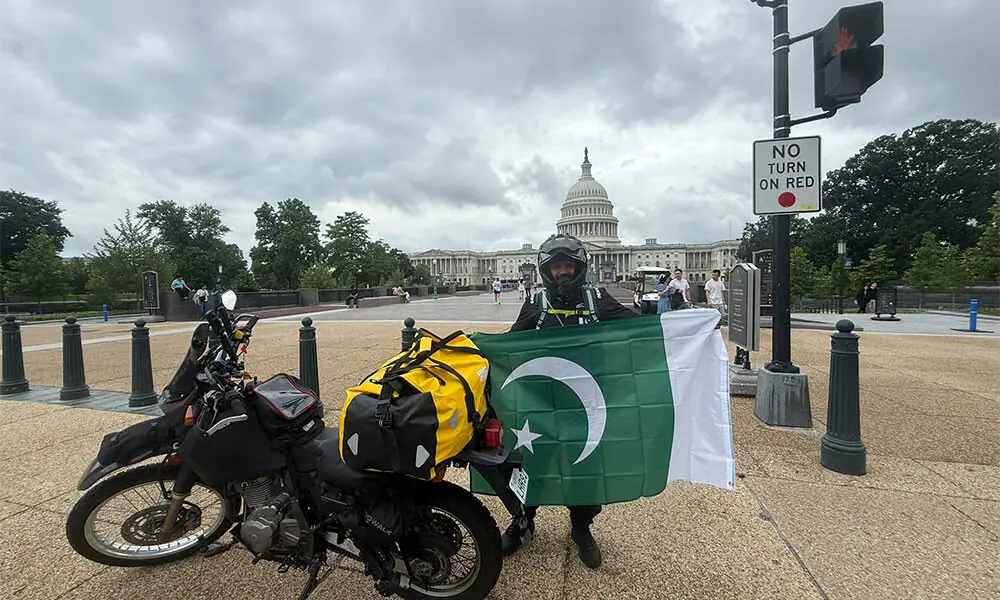 Pakistani adventurer completes 16,000km solo motorcycle journey across USA Pakistani adventurer completes 16,000km solo motorcycle journey across USA