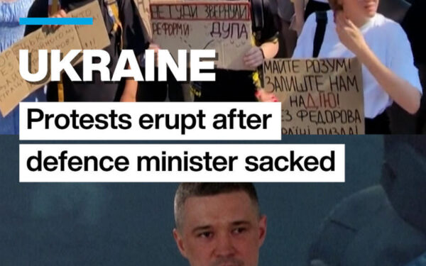 Ukraine sees rare protests over defence minister’s dismissal