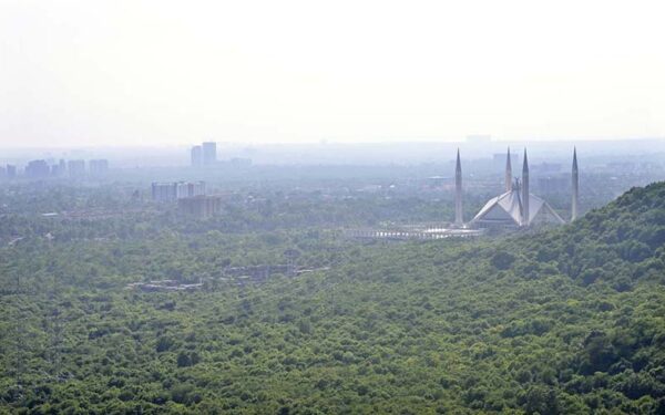 Hazy Atmosphere Observed Over Faisal Masjid in Federal Capital