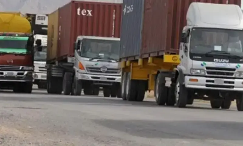 Truck owners protest against container seizures ahead of PTI march Truck owners protest against container seizures ahead of PTI march