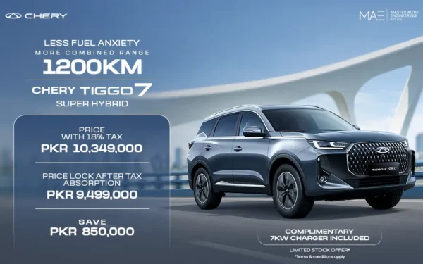Chery Master Offers PKR 850,000 Upfront Savings on Tiggo 7 Super Hybrid